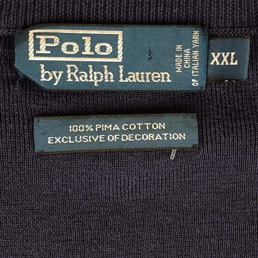 Vintage Polo Ralph Lauren Sweater Vest Men’s Size XXL Navy Blue Pima Cotton